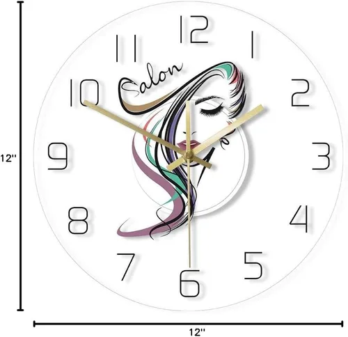 Miniatura 9 de The Geeky Days Beauty Time Peluquería Peluquería Diseño de peluquería Acrílico transparente Iluminación LED Reloj de pared Barbería Peluquería