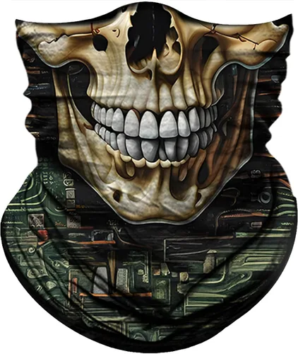 Miniatura 9 de Obacle Bandana máscara facial cuello polaina tubo máscara hombres mujeres para protección solar contra el polvo Bandera de calavera blanca y negra