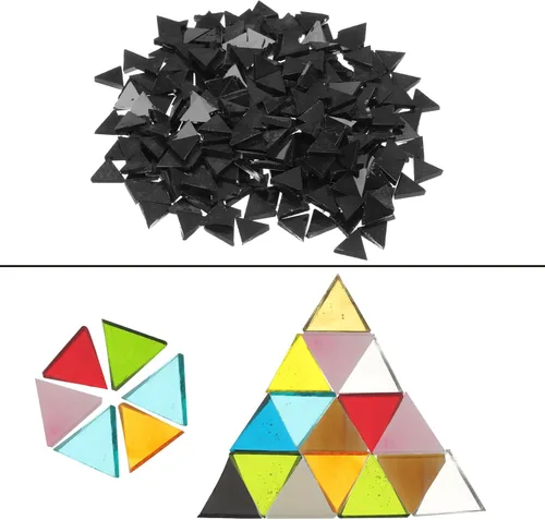 Miniatura 5 de MECCANIXITY Mosaico de vidrio de 7.05 oz triángulo de mosaico de vidrio negro de 0.551 in azulejos de mosaico a granel para manualidades DIY