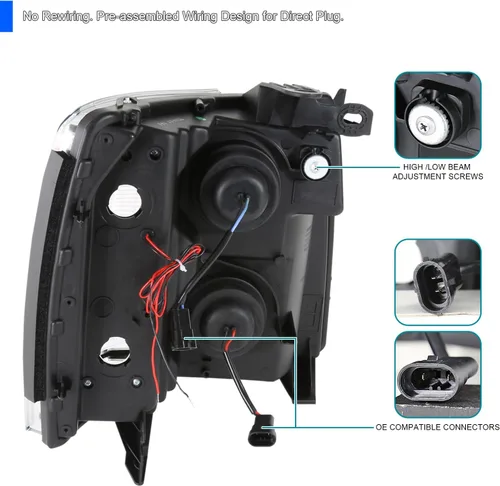 Miniatura 4 de SPEC-D TUNING Faros delanteros de proyector de tubo LED negro compatibles con Chevy Silverado 1500 2007-2013, Chevy Silverado 2500HD / 3500HD
