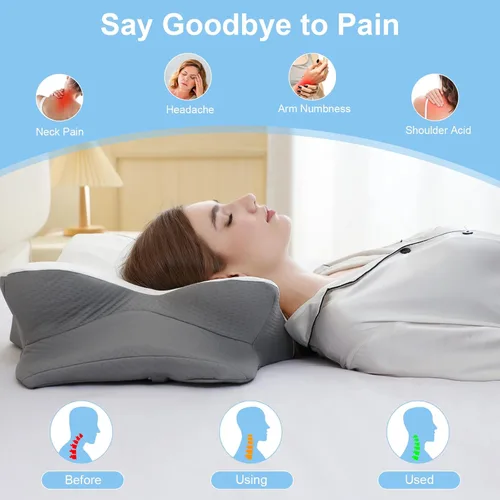 Miniatura 4 de Almohadas de espuma viscoelástica, almohada ergonómica para aliviar el dolor de cuello, almohada de cama para dormir, almohada cervical