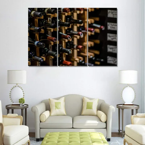 Miniatura 57 de Obra de arte para paredes del hogar, 3 paneles de letras de vino tinto, pinturas de corcho, impresiones HD, arte de pared de corcho de vino sobre