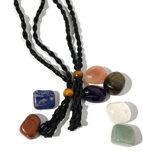 Miniatura 4 de Portadores de Cristal de Cordón de Collar Negro Extra Súper Grande Hechos a Mano Jaula de Cuarzo, Pulsera DIY Fabricación de Joyas Cuentas de Madera