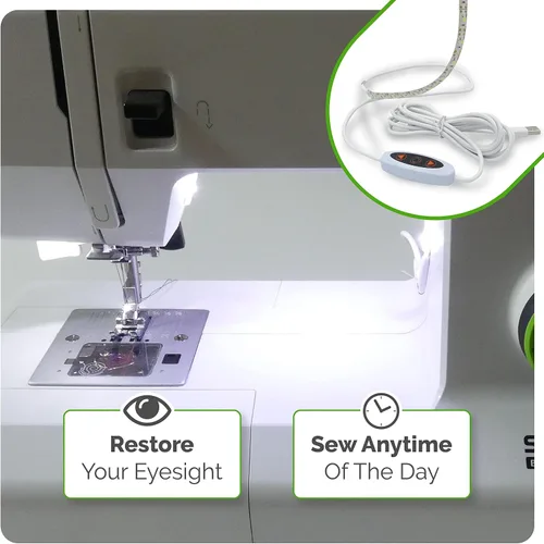 Miniatura 2 de Tira de luz LED para máquina de coser Madam Sew – Luces LED flexibles para coser con atenuador, adhesivo en la parte posterior y clips – Tira de luz