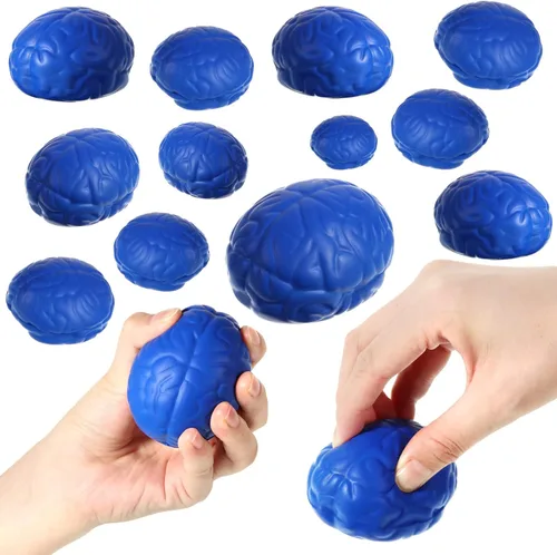 Leitee 12 unidades de bolas de estrés cerebral a granel, cerebro grande, poliuretano, mano, ejercicio muscular, pelota de presión, divertido alivio