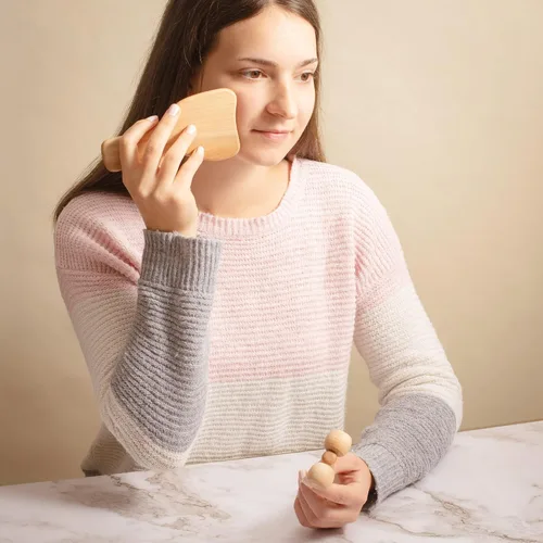 Miniatura 6 de tuuli Rodillo de masaje corporal y facial, rodillo de masaje de madera multifuncional, ayuda a aliviar la tensión muscular y apoyar la salud