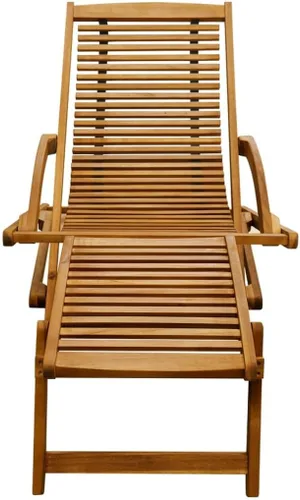 Miniatura 3 de vidaXL Tumbona, silla de patio con reposapiés, tumbona plegable, tumbona para patio trasero, piscina, porche, balcón, playa, madera de acacia maciza