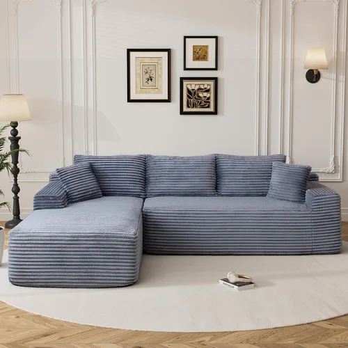 Miniatura 28 de Sofás seccionales de nube deshuesada de 95 pulgadas para sala de estar, cómodo y esponjoso sofá de espuma viscoelástica en forma de L, sofá modular