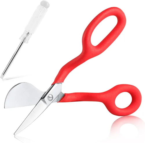 Miniatura 9 de SPEEDWOX Juego de 2 tijeras de 7 pulgadas – Apliques de pico de pato de acero inoxidable y bordado a máquina de doble curva para alfombra con mango