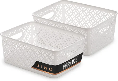 Miniatura 14 de BINO l Cestas de Almacenamiento de Plástico, Medianas - Gris LA COLECCIÓN THE BLOSSOM l Contenedor Multiusos Organizador l Con Manija Integrada l