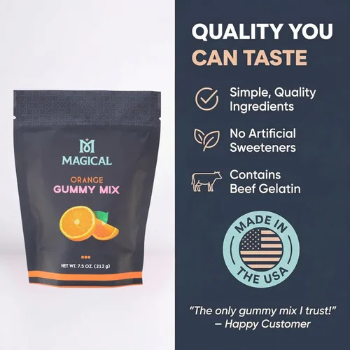 Miniatura 6 de Magical Butter Mezcla normal de gomitas de naranja – Polvo de gelatina fácil para gomitas caseras – Mezcla de dulces afrutados para golosinas