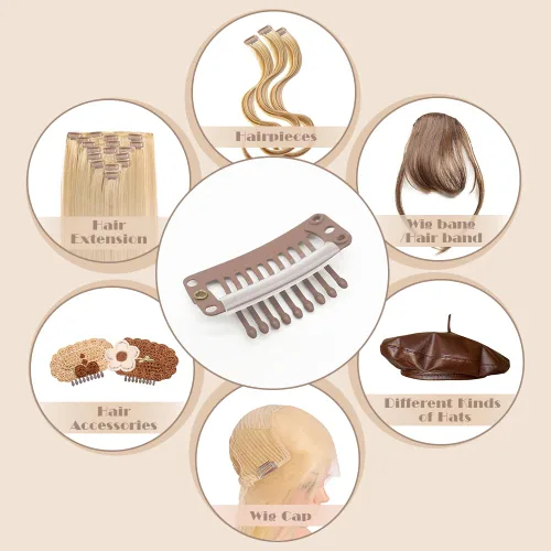 Miniatura 39 de Dreamlover - Clips para extensiones de cabello, clips para peluca con 9 dientes, 30 piezas Beige