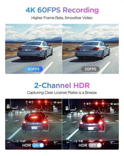 Miniatura 4 de VIOFO A329S 4K 60FPS Cámara de salpicadero delantera y trasera, cámara Dual de salpicadero 4K+2K para autos, modo de estacionamiento de ahorro