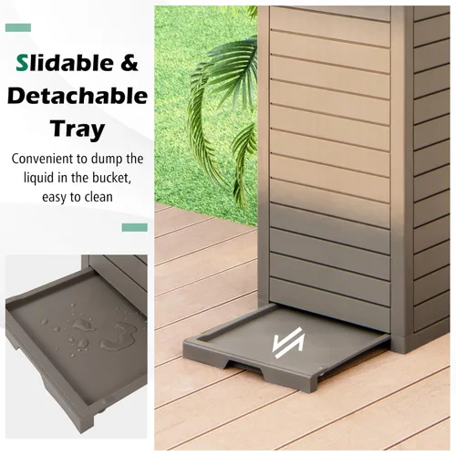Miniatura 6 de S AFSTAR Cubo de basura para exteriores de 31 galones, bote de basura impermeable con tapa y bandeja deslizable, cubo de basura grande de resina