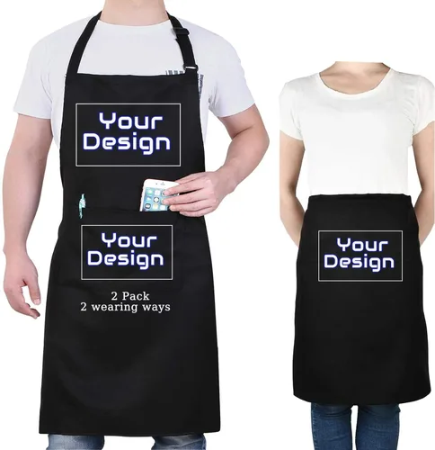 Miniatura 13 de BeautyWill Delantal personalizado personalizado para hombres y mujeres, delantal de cocina personalizado con bolsillos, nombre, texto, logotipo
