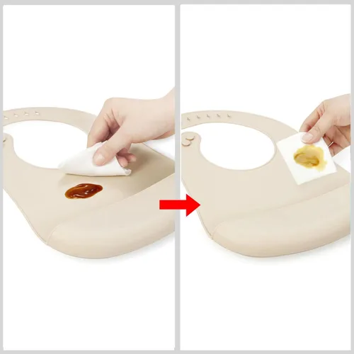 Miniatura 5 de PandaEar Paquete de 5 baberos de silicona impermeables para bebés, babero de alimentación súper fino y ligero con bolsillo para atrapar alimentos