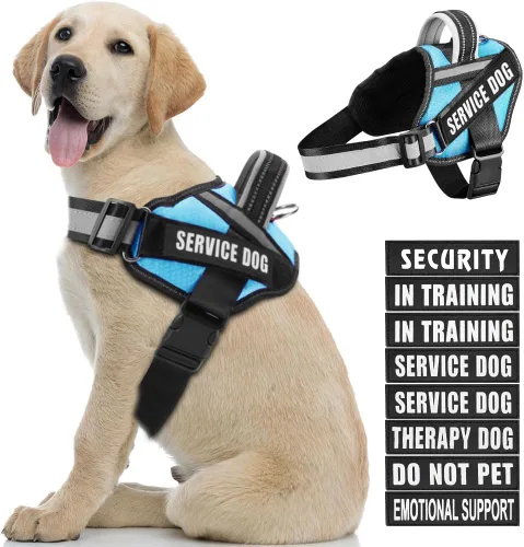 Miniatura 26 de Juego de arnés y parches para chaleco de perro, arnés para perro de servicio en entrenamiento Animire con 10 parches para perros, chaleco Rosa