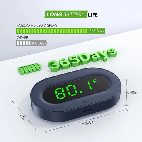 Miniatura 5 de Termómetro de acuario digital PAIZOO, termómetro para tanque de peces con pantalla LED, adhesivo, alta precisión de ±0.9℉, medición de temperatura