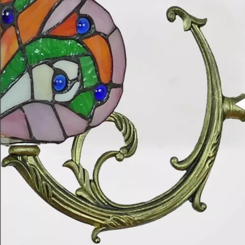 Miniatura 3 de Tiffany Style Candelabros con 7 luces de vidrieras de mariposa colgante con 6 pantallas de lámpara de mariposa, lámparas colgantes de techo rústicas