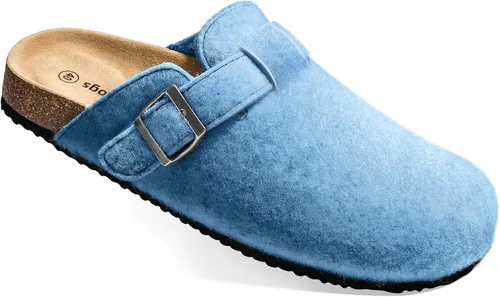 Miniatura 16 de BULLIANT Zuecos pantuflas sandalias de enfermería zapatos de trabajo para hombres y mujeres, parte superior con forro polar + plantilla de corcho