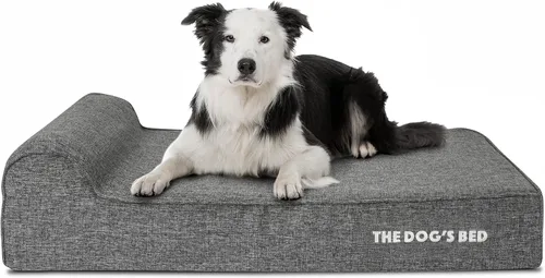Miniatura 12 de The Dog's Bed - Cama Ortopédica para Perros con Reposacabezas XL Negra de Felpa, Espuma Viscoelástica, Alivio del Dolor para Artritis, Displasia