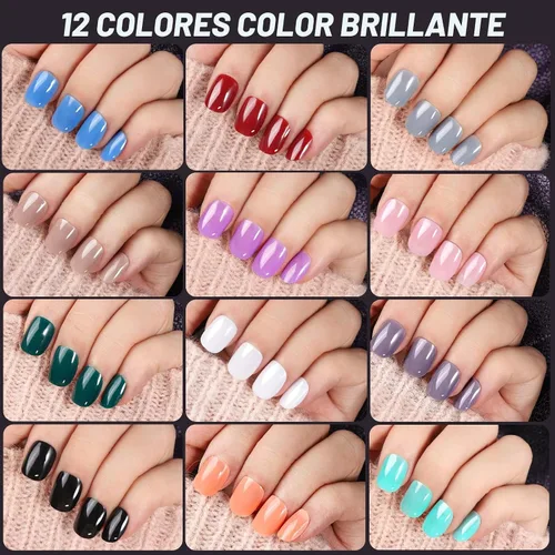Miniatura 3 de Teenitor 24 paquetes de uñas postizas cortas a presión, 576 piezas de uñas postizas redondas a presión, uñas postizas cortas mate y brillantes