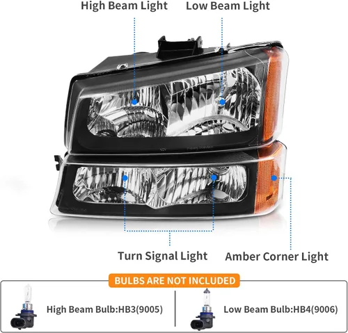 Miniatura 2 de DWVO Conjunto de faros delanteros compatible con Chevy Silverado Avalanche 1500 1500HD 2500 2500HD 3500 Faro 2007 Silverado 1500 2500 3500 Carcasa
