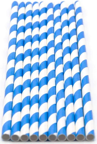 Miniatura 2 de Paquete de 300 pajitas de papel biodegradables de 4 capas de espirales azul cielo (compostables, no tóxicas, sin BPA)