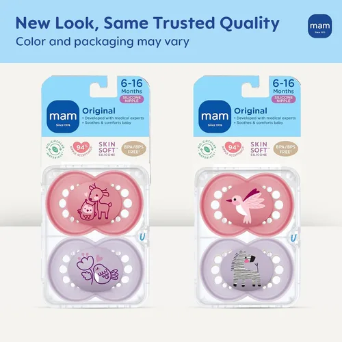 Miniatura 2 de MAM Chupete mate original para bebé, forma de pezón que ayuda a promover un desarrollo oral saludable, estuche esterilizador, 6-16 meses
