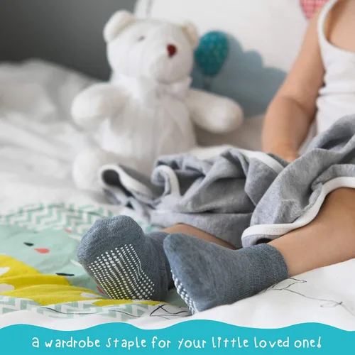 Miniatura 5 de Debra Weitzner 12 pares de calcetines antideslizantes para niños y niñas, calcetines antideslizantes para bebés y niños