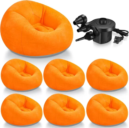 Miniatura 14 de Realspring 6, 9, 12 piezas de puf inflables para adultos con bomba de aire eléctrica, sofá plegable portátil inflable para acampar nocturno de cine