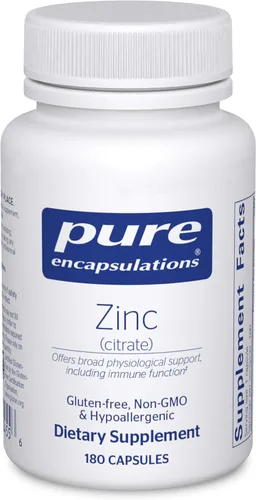 Pure Encapsulations Zinc (citrato) - para el sistema inmunológico, el desarrollo de tejidos y el metabolismo* - Suplemento mineral con enzimas -