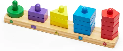 Miniatura 9 de Tablero Melissa & Doug Apila y Ordena, juguete educativo de madera con 15 piezas de madera maciza