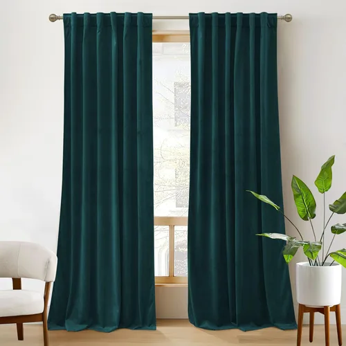 Miniatura 83 de RYB HOME - Cortinas de terciopelo beige, cortinas decorativas resistentes con pestaña trasera, cubierta de privacidad para oscurecer habitación