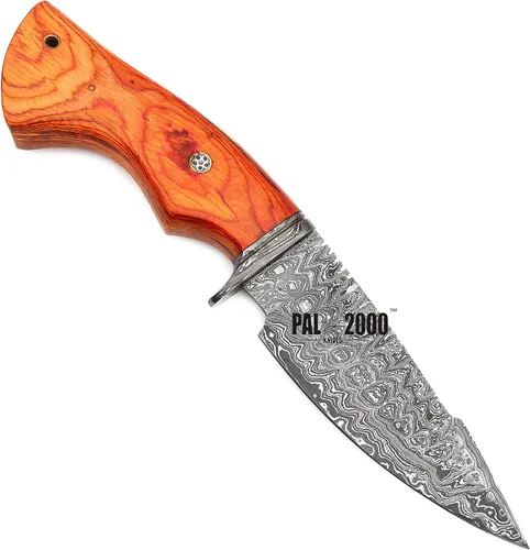 Miniatura 2 de PAL 2000 KNIVES Cuchillo de caza hecho a mano de acero de Damasco de 10 pulgadas - Mango de madera con funda 2060