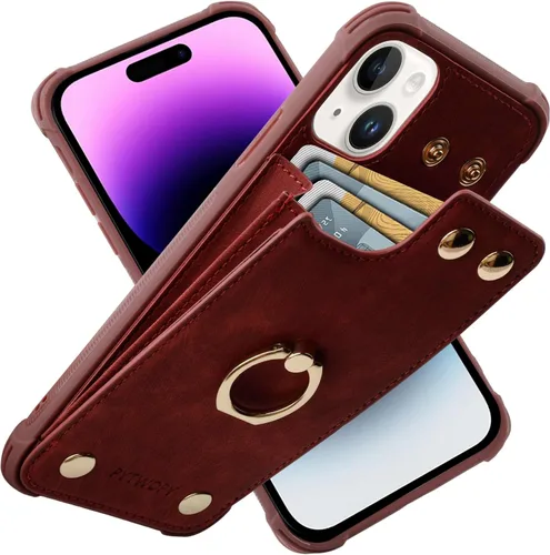 Miniatura 39 de Funda tipo cartera compatible con iPhone XR/10R con tarjetero de crédito, funda protectora de cuero a prueba de golpes compatible con anillo