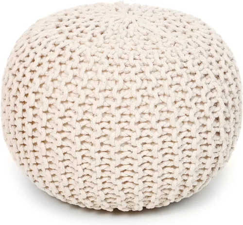 Miniatura 10 de REDEARTH Puf Otomano Redondo - Tejido a Mano con Cable Estilo Boho, Decoración del Hogar, Puf Circular, Reposapiés para Sala de Estar - Guardería