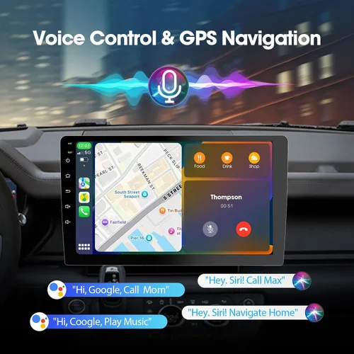 Miniatura 3 de Haudio Estéreo de auto de doble DIN de 9 pulgadas con Apple CarPlay/Android Auto, pantalla táctil HD con Octa-Core, Mirror Link, 4+64GB, BT 5.1