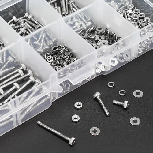 Miniatura 4 de HELIFOUNER 420 piezas M2 x 0.236 in /0.315 in /0.394 in /0.472 in /0.630 in /0.787 in, cabeza hexagonal, tornillos métricos, pernos, arandelas