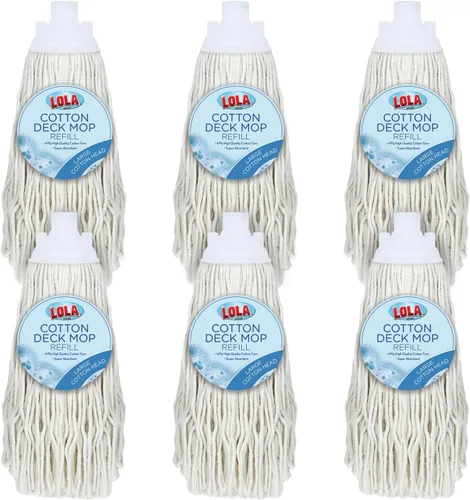 Miniatura 5 de LOLA Recambio para mopa húmeda de algodón para pisos, absorbe hasta 3 veces su peso en agua, resistente, duradero y súper absorbente para limpieza