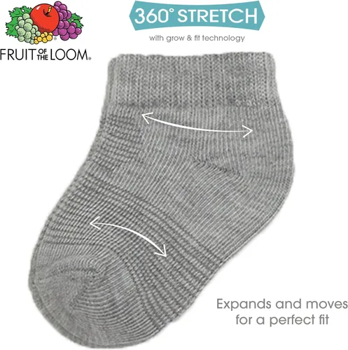 Miniatura 2 de Fruit of the Loom Paquete de 22 calcetines elásticos Grow & Fit Flex Zones de corte bajo, unisex, para niñas y niños