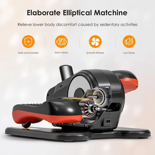 Miniatura 5 de Máquina elíptica para debajo del escritorio para personas mayores – Mini ejercitador de pedales para las piernas, compacto, silencioso y portátil
