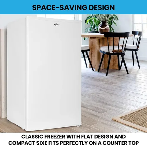 Miniatura 6 de Koolatron Refrigerador compacto con congelador, 3.2 pies cúbicos (91L), blanco, diseño de respaldo plano que ahorra espacio, puerta reversible