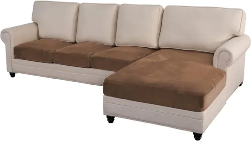 Miniatura 22 de Fundas de cojín de terciopelo elástico de 3 piezas para sofá en forma de L, funda de diván, protector de muebles para sofá seccional Negro