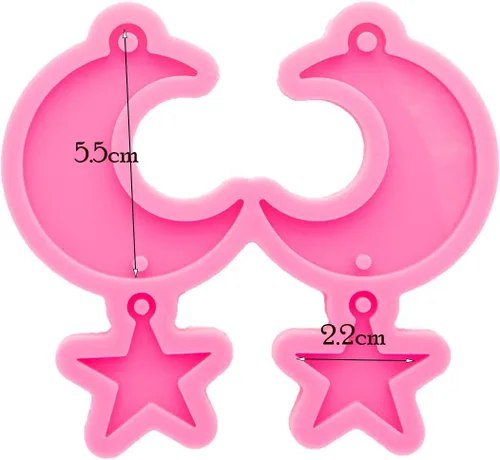 Miniatura 2 de Angel Wings Molde de silicona con forma de luna y estrella brillante brillante para hacer aretes, llaveros, collares, joyas, colgantes