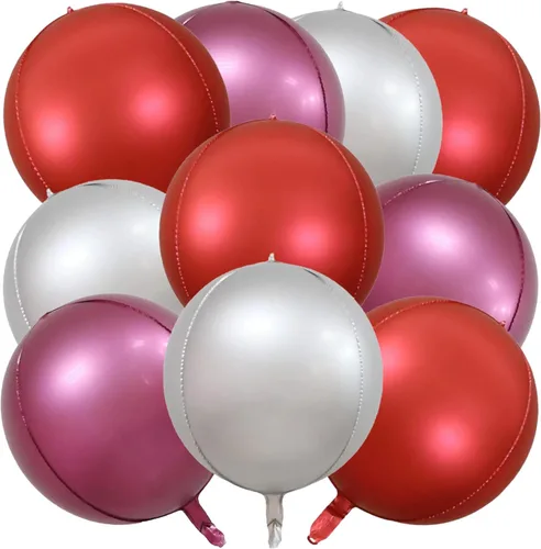 Miniatura 14 de KALOR Globos de papel de aluminio de 22 pulgadas de feliz año nuevo, 10 piezas, globos grandes 4D gigantes redondos de papel de aluminio metálico