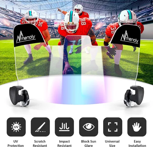 Miniatura 5 de MENOLY Visera de fútbol, visera de casco de fútbol juvenil, resistente a los arañazos, bloqueo UV, visera de protección facial para casco de fútbol
