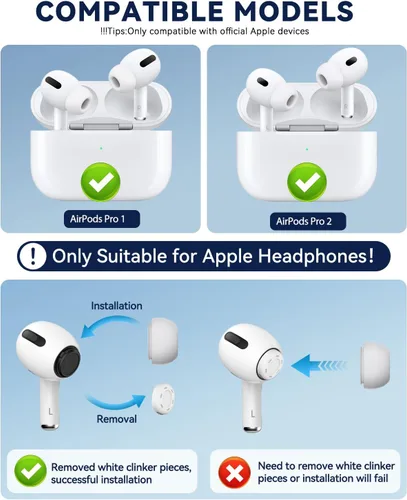 Miniatura 3 de 4 pares de puntas de repuesto para AirPods Pro 2ª/1ª generación con kit limpiador, orificio de reducción de ruido y pantalla protectora contra