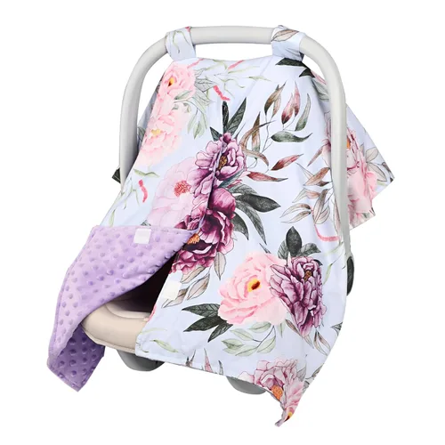 Miniatura 13 de Funda para Asiento de Carro de Bebé, Toldo de Asiento de Carro con Abertura Peekaboo de Primavera para Bebés Niñas y Niños, Fundas de Lactancia Flor