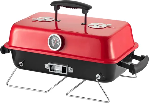 Miniatura 11 de DNKMOR NEGRO - Parrilla de carbón portátil, ahumador de barbacoa al aire libre, parrilla pequeña para cocinar al aire libre, patio trasero